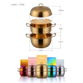 Kitchen cookware stainless steel steamer pot three layer catering kitchen cooker set