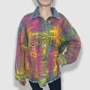 New Arrived Top Fashion Shiny Coated New Craft Colourful Luxury Female Jeans Women's Denim Jacket For Christmas