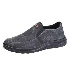 Canvas trendy soft PU sole men's flat slip on loafers skateboard walking style shoes for men