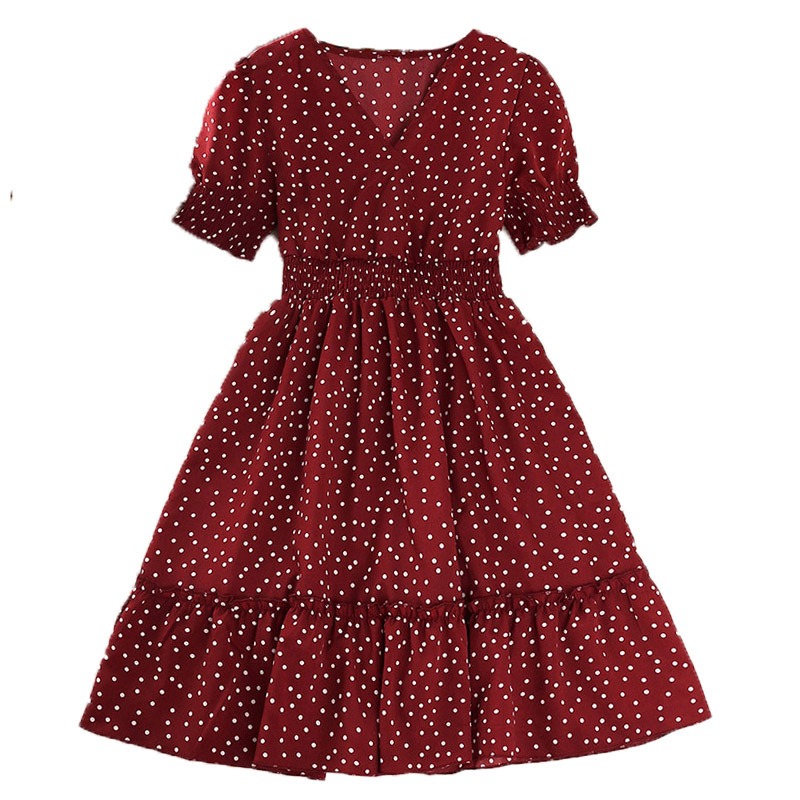 2024 New Arrival Latest Summer Design Girl Frock Short Sleeve Kids Dresses Casual Polka Dot Princess Dress Baby Girl Clothing
