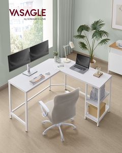 VASAGLE work station desk office furniture pc desktop computer table with 2 Storage Shelves L-Shaped Corner Desk