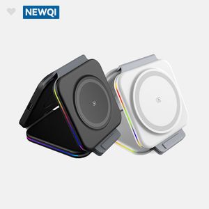 ODM/OEM Folding 3-in-1 Foldable Wireless Charging 15W Fast Charger for Smart Mobile Phone Black White Stand