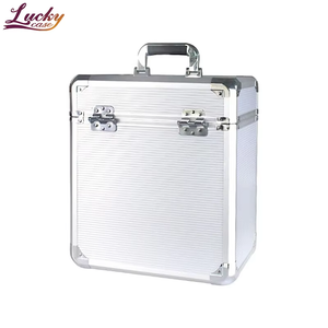 Custom vinyl record case silver 7-inch portable DJ aluminum flight case durable vinyl record storage LP record player case
