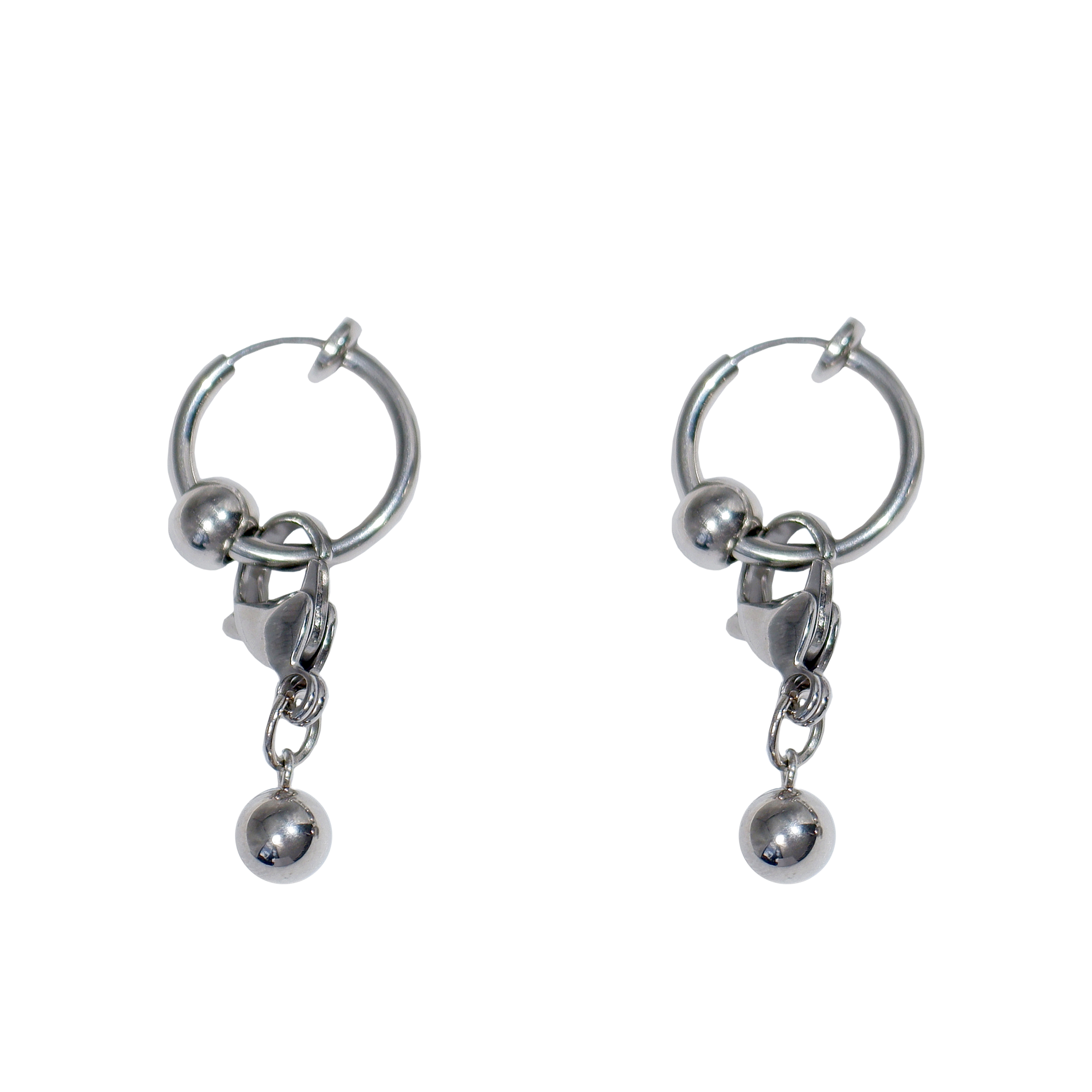 Yiwu Aoshan Jewelry Co., Ltd. Stainless steel ear clip trendy fashion simple earless ball hip-hop earrings removable elastic earrings accessories