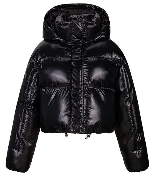 OEM Custom Logo Print Puff Jackets Womens Bubble Winter Jackets Cropped Black Puffer Coat Women Jackets Women