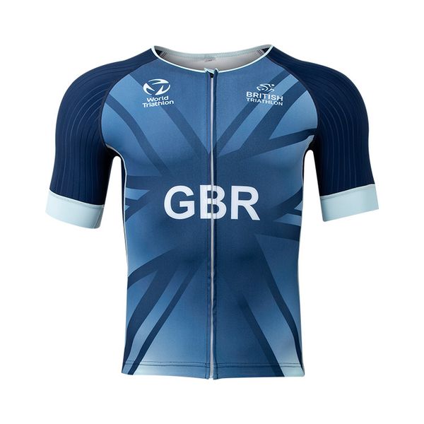 Wholesale Sublimation Printing Full Zip Custom Logo Pro Team Uniform Cycling Wear Speedsuit Triathlon Suit Trisuit Top