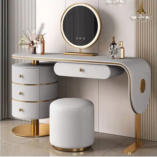 Luxury Dressing Table Advanced Luxury Furniture Bedroom Simple Storage Console With Mirror Wood Makeup Table