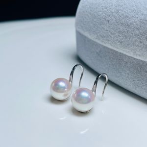 Real gold Ear Studs Golden South Sea Pearl Earrings 18K Round New Jewellery Engagement Fancy AU750 Gift For Ladies