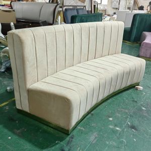 Commercial Grade Customized Round Shape leather Booth for Restaurant Night Club Luxury curve  Brass velvet booths Seating sofa