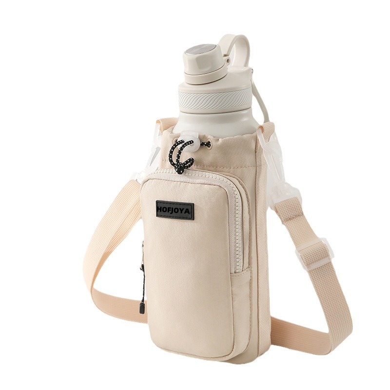 Adjustable Unisex Nylon Crossbody Sling Water Bottle Carrier Mesh Sports Hiking Camping Travel Water Bottle Holder Walking