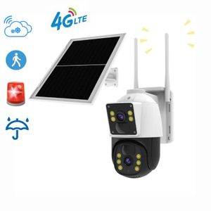 Outdoor Waterproof Solar Powered CCTV Dual Lens IP Camera AI Ptz CMOS Wireless Home Security 4G Features Human Motion Tracking