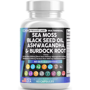 Biocaro Vegan Shilajit and Sea Moss Capsule with Ashwagandha and Seaweed Capsule Supplements
