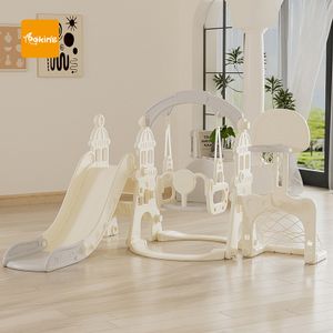 Preschool Plastic 3 In 1 Slide Play Home Children Play Set Baby Big Fun Toy Slide And Swing Indoor Kids