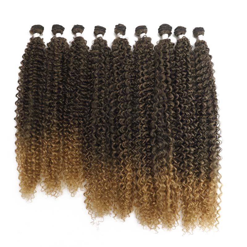 Xuchang Aolai Crafts Co., Ltd. Synthetic Hair Extensions Afro Kinky Curly Hair Bundles Ombre Blonde 24-28inch 6 Pcs