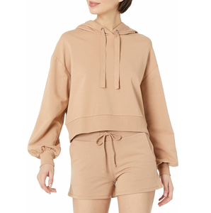 OEM Wholesale Custom Casual Long Sleeve Women's Crop Top Hoodie Breathable Terry Fabric with 3D Pattern Kids' Size Available