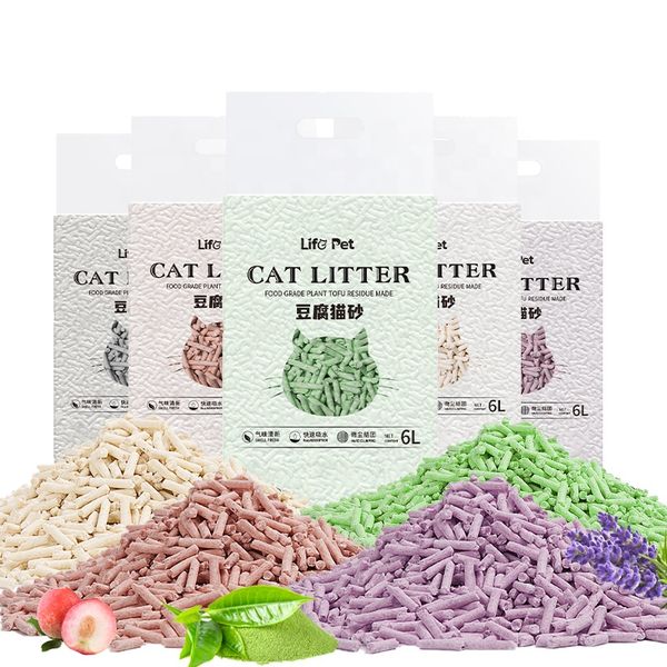 Tofu Soya Cat Litter With Smell Line Production Bulk Natural Tofu Flushable Sand 10l 1.5mm Oem