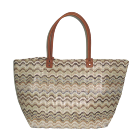 Wholesale Ladies' beach bag with PP straw with PU handle