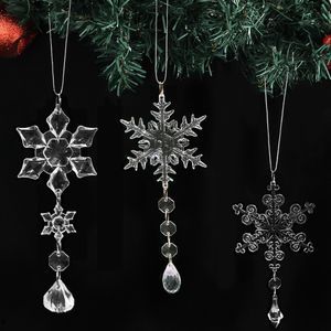 2024 Christmas Snowflake Tree Decorations Acrylic Crystal Clear Hanging Pendants Kit Christmas Ornament For Xmas New Year Decor