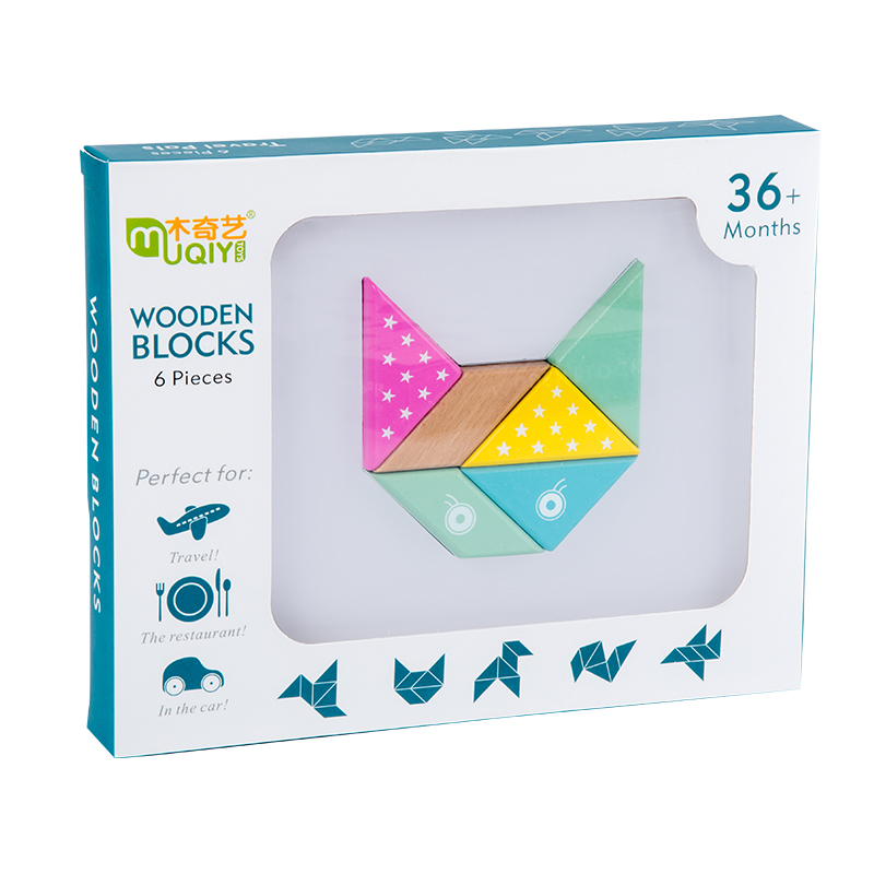 6 Pcs Montessori wooden Magnetic Building and Stacking Blocks Set Classroom Magnetic 3D Wooden Blocks Set