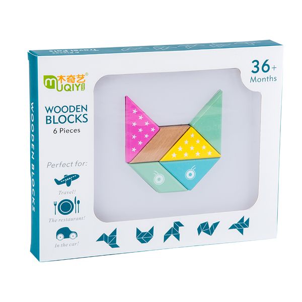 6 Pcs Montessori wooden Magnetic Building and Stacking Blocks Set Classroom Magnetic 3D Wooden Blocks Set