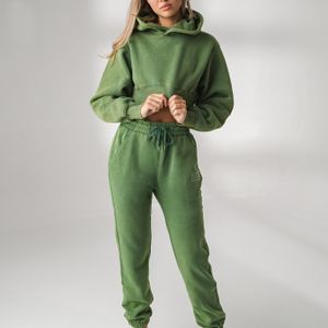 Wholesale Women Streetwear Clothing Women Stacked Pants 2 Piece Sets Blank Flare Sweatsuit Set Custom Flared Pants Tracksuit Set