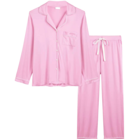 Wholesale Soft Bamboo Pajama Sets Button Down Long Sleeve Pajamas Pants Sleepwear