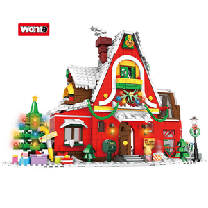 WOMA TOY Wholesale Kids Plastic Snow Christmas Building Toy Scene House Brick Construction Toy For Gift