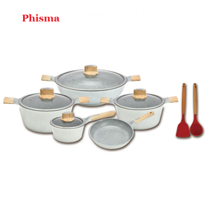 Phisma Hot Selling 11PCS Cookware Wholesale Pots and Pans Sets Home Cooking Pot With Nylon Tools Non Stick Cookware Sets