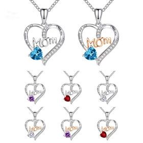 Mother's Day Necklace Heart Pendant S925 Sterling Silver Necklace Cubic Zircon Heart Pendant Necklace With Diamonds For Mom Gift