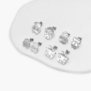 Fashion Temperament Circle Jewelry Accessories Crew Earrings Zircon Cubic Zirconia Stainless Steel Studs Earrings