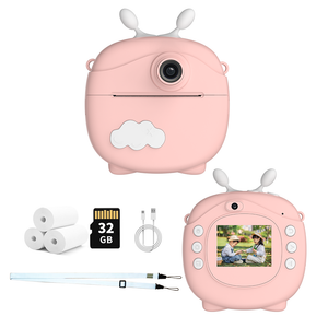 Mini Portable Printer 32GB Camera Children Digital Camera Kids Camera Instant Print with 2.0inch LCD Dual Lens 1000mah Battery