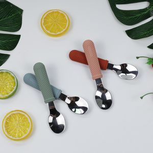 2024 hot sale wholesale high quality silicone stainless steel baby toddler spoon for baby feeding