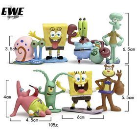Sponge bob 8 Piece Mini Aquarium Ornament Set , Great for Saltwater and Freshwater Fish Tank PVC Toy Decoration
