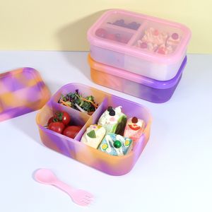New Products Microwave Reusable Eco-friendly Bpa Free Food Storage Silicone Bento Lunch Box For Kids With Lids