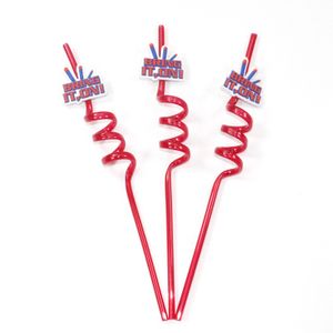 Wholesale Eco Friendly Cartoon Plastic PVC Decorative Drinking Straws Curly Reusable Straws with Charms