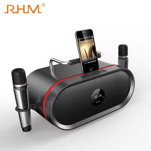 RHM Hot Selling Portable Bluetooth HiFi Speaker Outdoor Party Karaoke Player with 2 Wireless Mics and Bass Effect