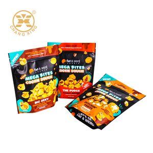 Custom Reusable Stand Up Freezer Food Grade Snack Storage Packaging Self-Sealing Plastic Ziplock Pouch