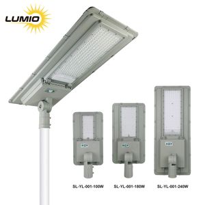 Super Bright Streetlight Outdoor Grey Waterproof IP65 Solar Panel Charges 100 180 240 W All In One Solar Led Road Lamp