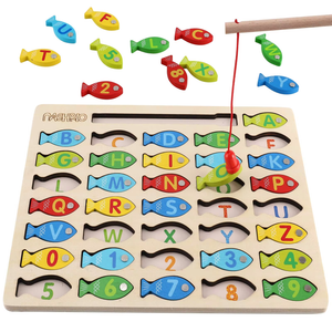 2024 new products Wooden Magnetic Fishing with Rod Game toy new Montessori Wood Fishing Toys For Kids Toddler Boys & Girls CE