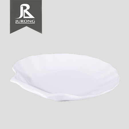 NSF Custom logo unbreakable cheap  plastic bulk unique sea shell shape melamine irregular dinner dish plate for reusable food