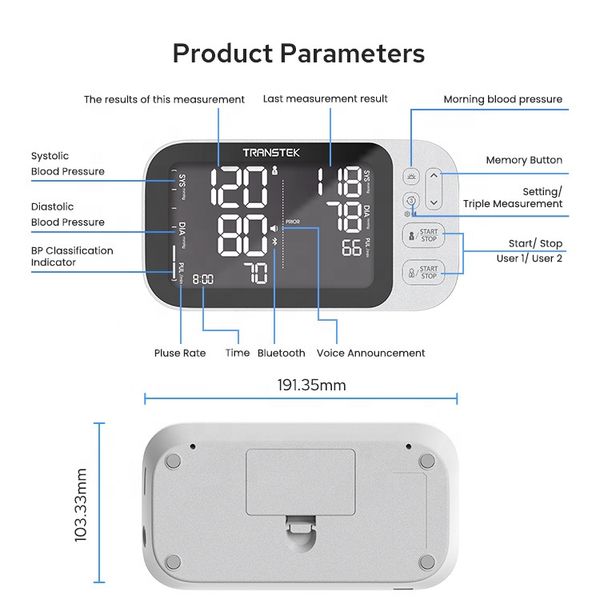 Wholesale reliable large-screen electronic blood pressure monitor arm sphygmomanometer suitable for home and clinic use