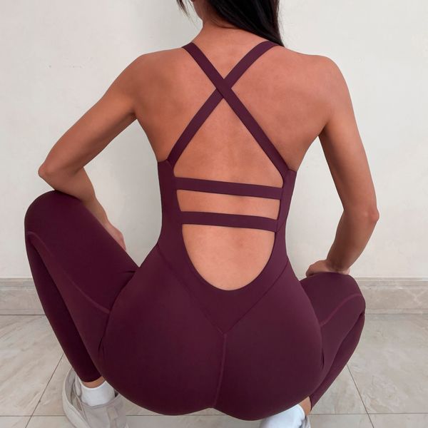 Pt Sports One Piece Women Backless Soft Fitness Body Gym Exercise Activewear Yoga Set Workout Jumpsuit