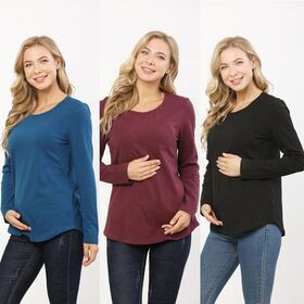 CY425 Long Sleeve Maternity Zipper T Shirt Fall Season Breastfeeding Clothes Good Stretch Cotton Lactation Wear BIG SIZE