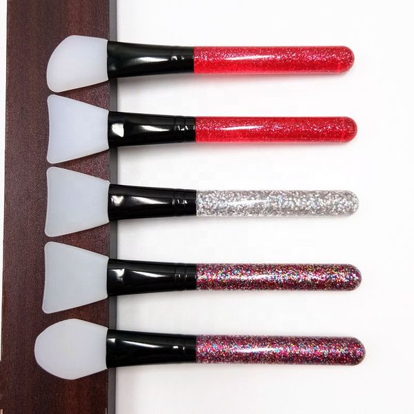 Bling Glitter Handle Silicone Facial Brush for Mask Cream Spa Face Mask Mud Mixing Applicator Glitter Silicone Mask Brush