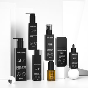 Factory supply skin care bottle set 30ml 50ml 60ml 100ml black square PET facial loiton toner bottle with dropper for cosmetic
