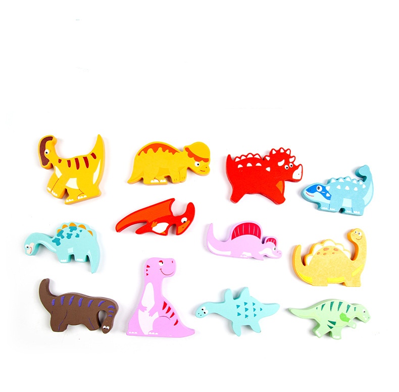 Creative Shape 3D puzzle Toys Wooden education cartoon animal dinosaur stacking puzzle toy