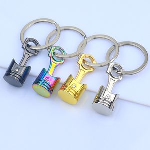 Custom Logo Car Modification Creative Engine Gold Piston Keychain Mini Simulation Metal Piston Keyring Key Holder Pendant