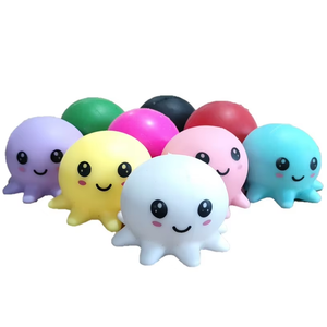Kawaii Kids Fidget Sensory Toys Customized Print Soft PU Shaped Octopus Stress Relief Ball