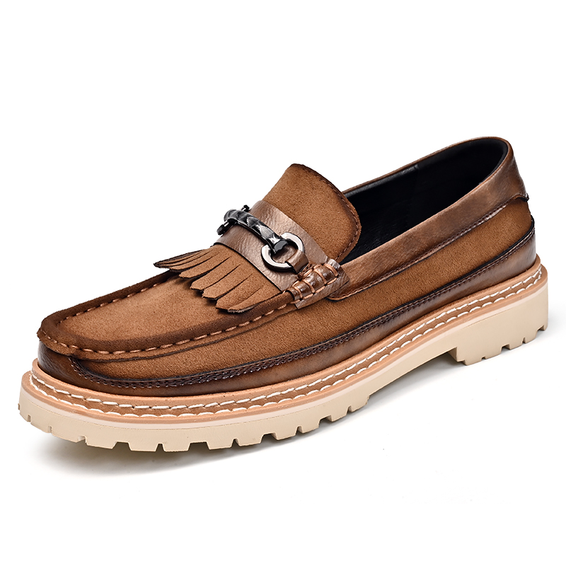 Jinjiang Shufer Shoes Co., Ltd. Factory Supply Italian Style 4 Season Pure Cow Leather Custom LOGO Retro Men Business Office Comfortable Dress Loafers