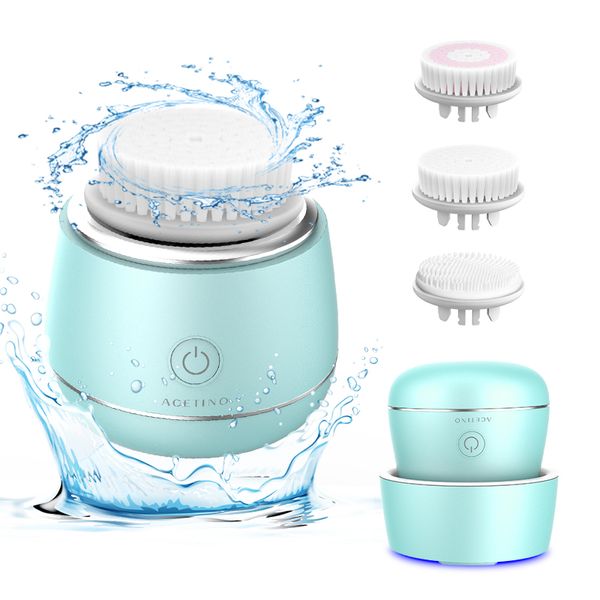 Korean 2 In 1  Cleanser Equipment Facial Cleansing Exfoliation Spin Brush 3 In 1 Silicone Face Brush Deep Cleaning